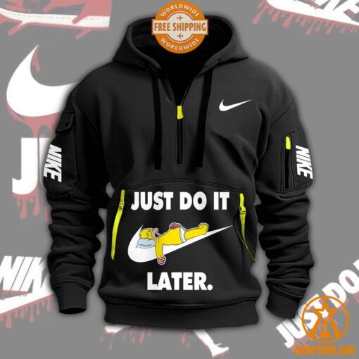 Homer Simpson Just Do It Later Nike Half Zip Heavy Hoodie