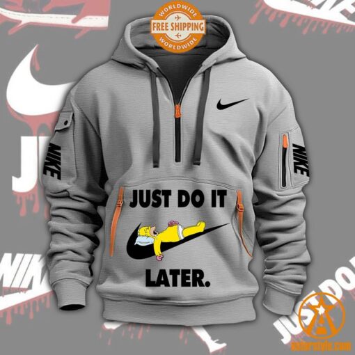 Homer Simpson Just Do It Later Nike Half Zip Heavy Hoodie