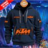 KTM Racing Half Zip Heavy Hoodie in action – ideal for both casua