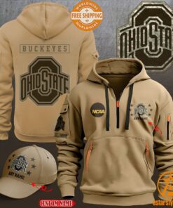 Ohio State Buckeyes Armed Forces Day CUSTOM Half Zip Heavy Hoodie