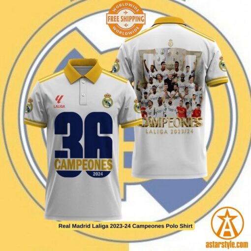 Real Madrid Laliga 2023-24 Campeones Polo Shirt