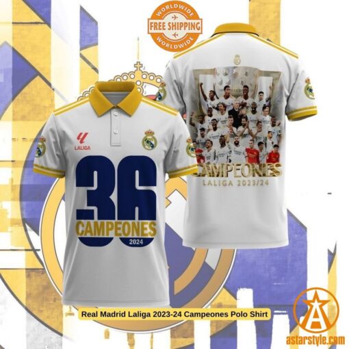 Real Madrid Laliga 2023-24 Campeones Polo Shirt