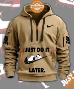 Snoopy Just Do It Later Nike Half Zip Heavy Hoodie