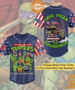 Teenage Mutant Ninja Turtles It’s Free Pizza Party Time Baseball Jersey