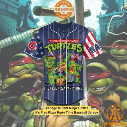 Teenage Mutant Ninja Turtles It’s Free Pizza Party Time Baseball Jersey