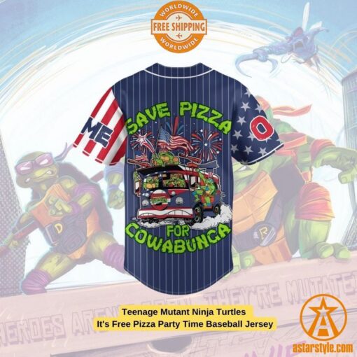 Teenage Mutant Ninja Turtles It’s Free Pizza Party Time Baseball Jersey