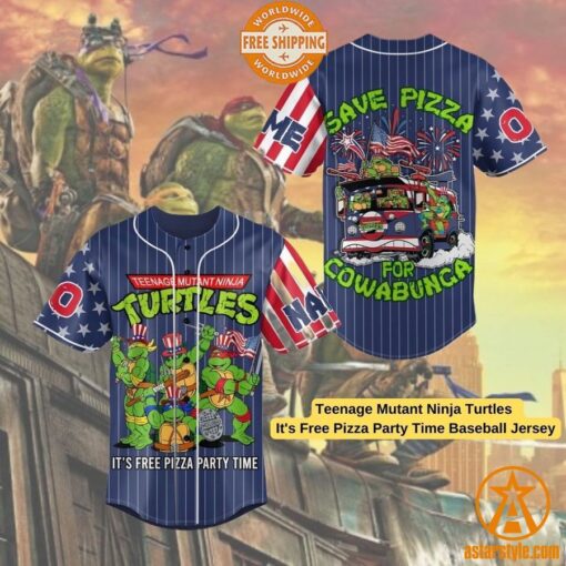 Teenage Mutant Ninja Turtles It’s Free Pizza Party Time Baseball Jersey