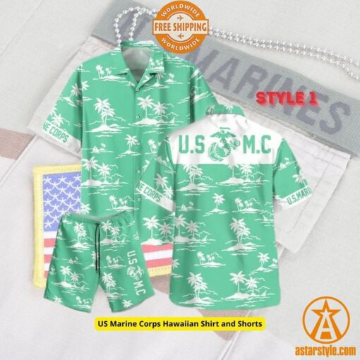 US Marine Corps Hawaiian Shirt and Shorts