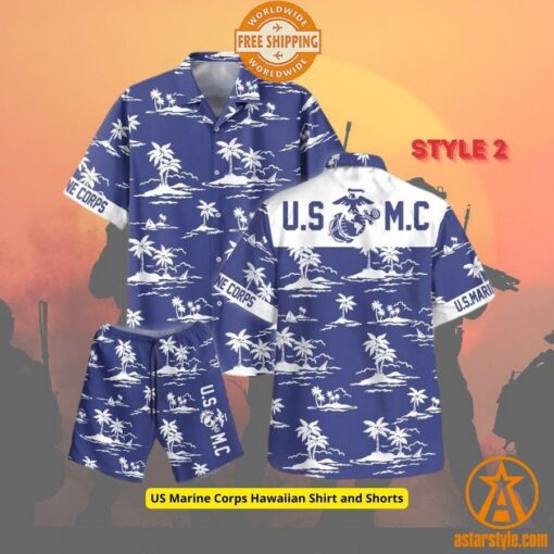 US Marine Corps Hawaiian Shirt and Shorts